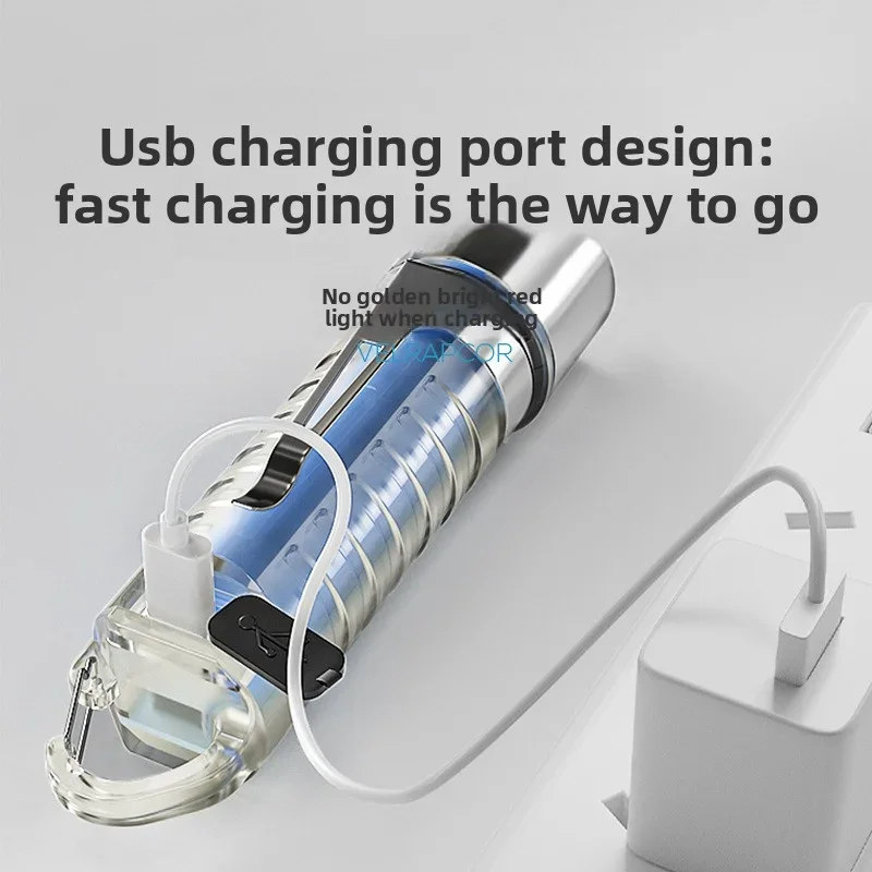 

Smile Shark New LED Mini Strong Light Rechargeable Flashlight Super Bright Multifunctional Keychain Outdoor Warning Household