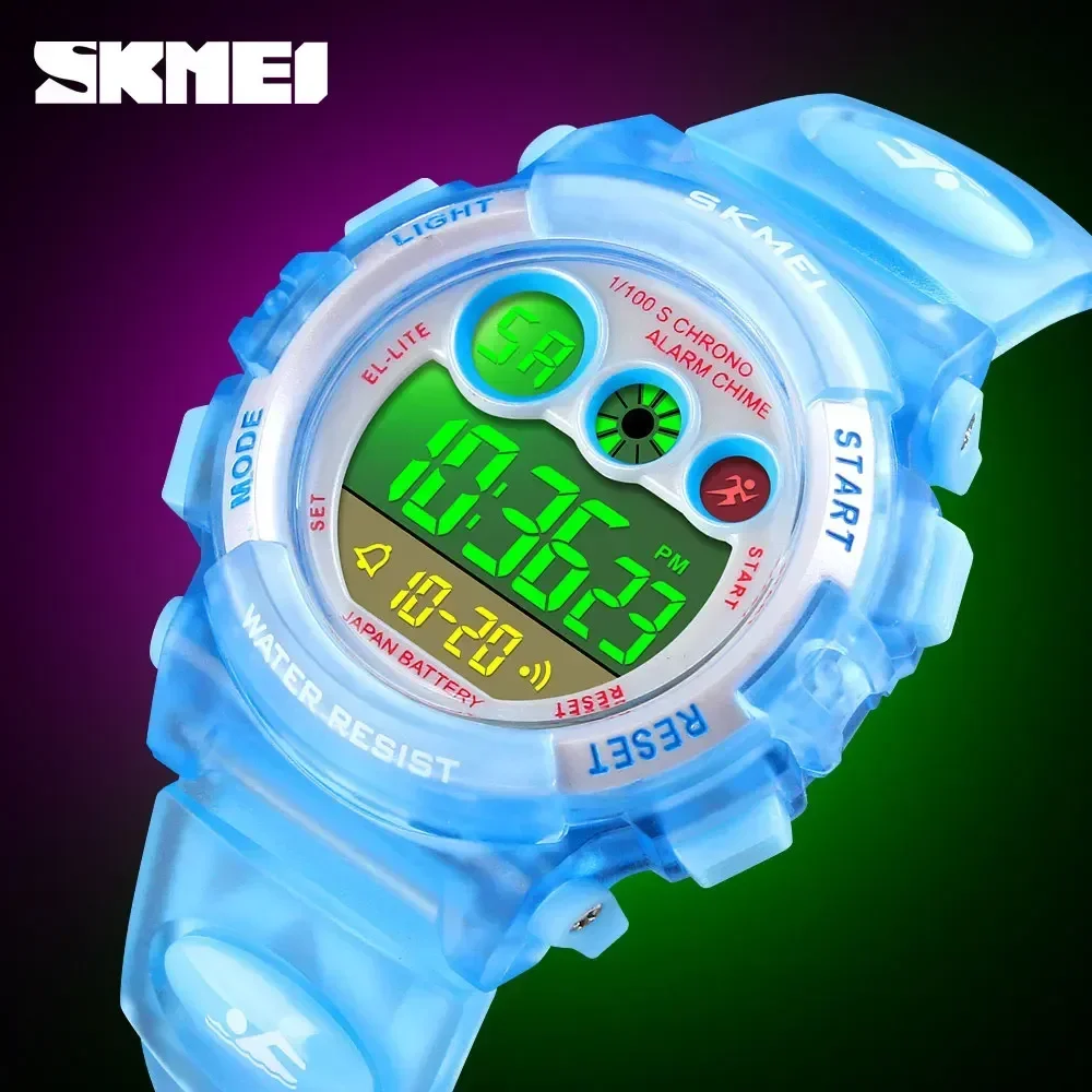 Relojes digitales Skmei LED con alarma y fecha, reloj Digital electrónico deportivo, reloj resistente al agua a la moda para niños y niñas 1451