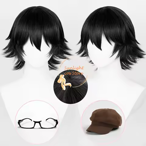 Anime Edogawa Ranpo Edogawa Cosplay Wig 30cm Short Black Wigs Heat Resistant Hair With Cosplay Glasses Hat Props + Wig Cap