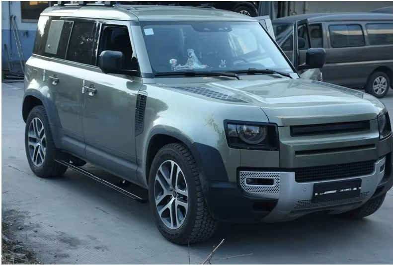 ملحقات السيارات لوحة الجري الأوتوماتيكية لسيارة Land Rover Defender 2020 شريط جانبي من الألومنيوم جزء السيارة خطوة جانبية كهربائية #2