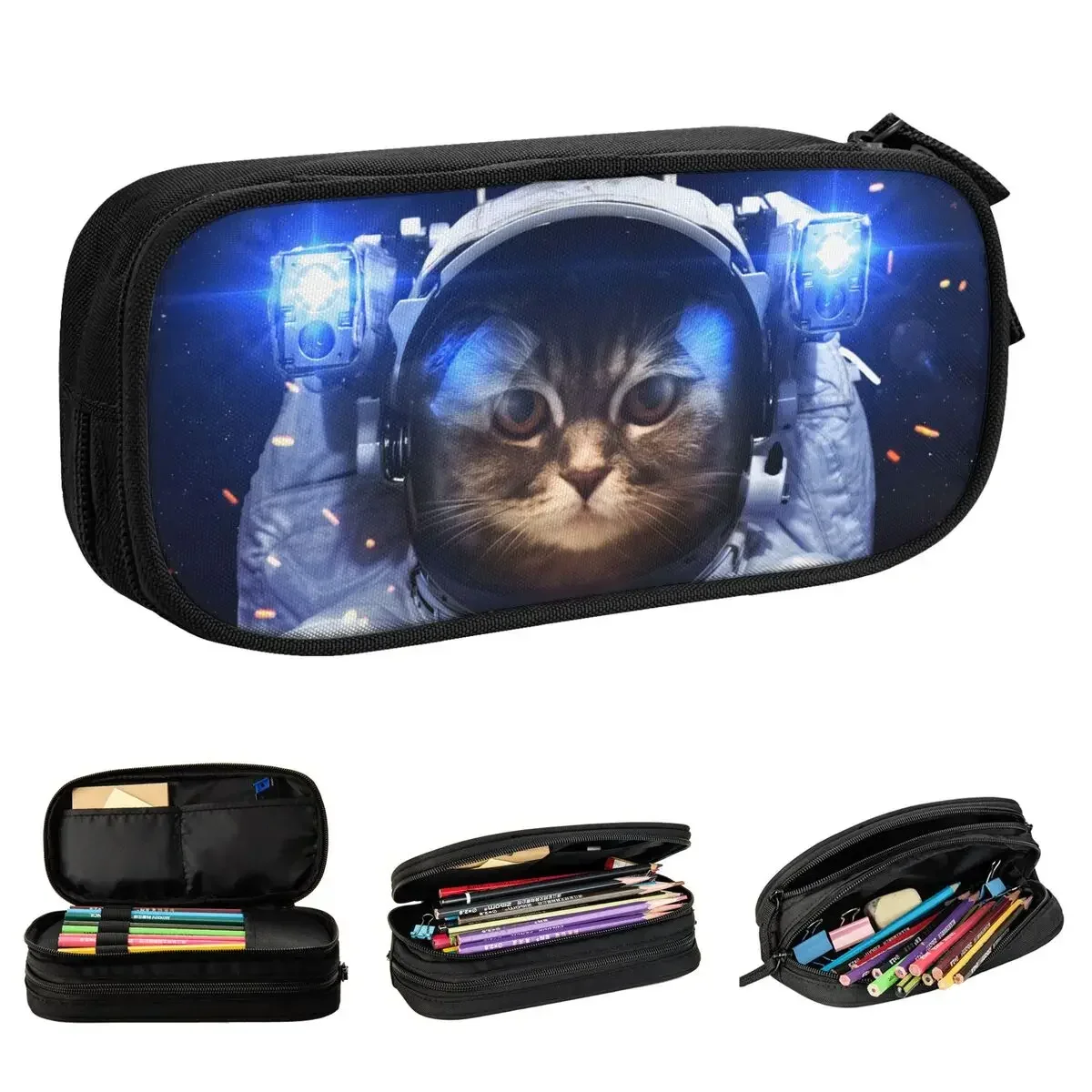 

Galaxy Space Pencil Case Cat Cartoon Pencil Pouch Pen Holder for Student Large Storage Bags School Supplies Zipper Accessories