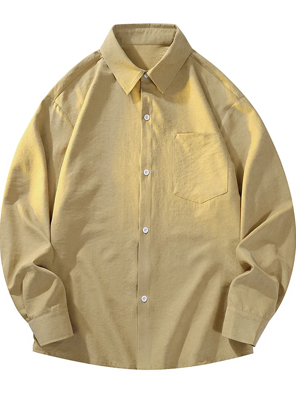 

Casual Sli Long Sve Men's irt Spring Autumn New Sle Versatile Youthful Open Cardigan Faionable Commute Wear Poly...