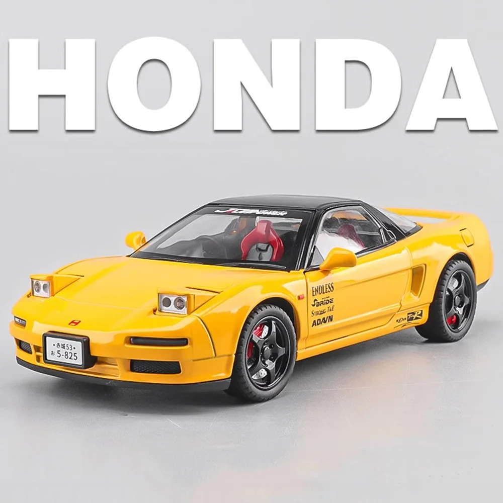 1:22 Honda NA1 Spielzeugmodell Sportwagen Metalldruckguss Supercar Sound Licht Zurückziehen 4 Türen geöffnet Rennfahrzeuge für Jungen Geschenke