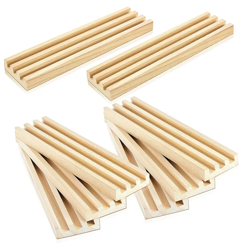 1pc/4pcs Wooden Domino Rack Set, Domino Tray Storage Rack - Dominoes Not Included, Anti-Slip Domino Base Bracket