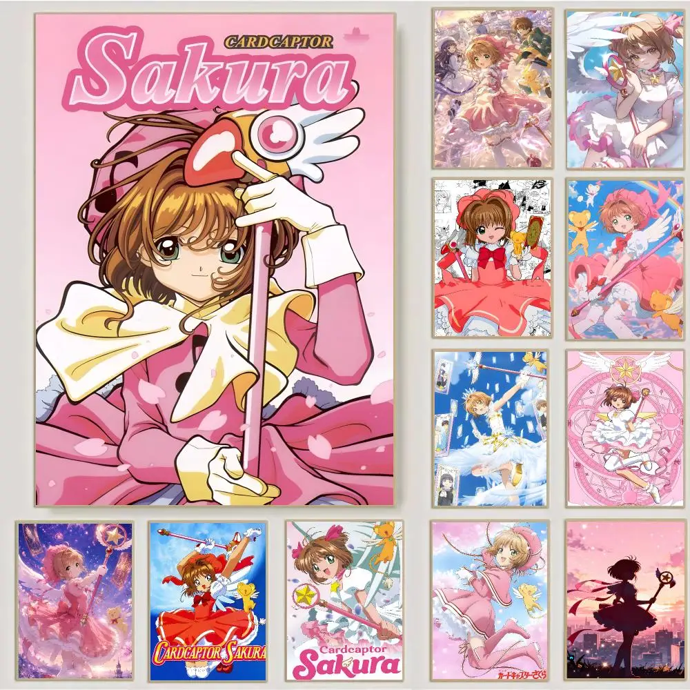 Cardcaptor Sakura Anime Magical Girl Poster Waterproof Sticky Wall Art Print For Bedroom Living Room Hallway Bar Home Decor