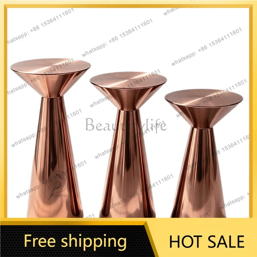 LS light luxury KTV sprinkle bar tables and chairs stainless steel round edge few foreign trade wedding coffee high table