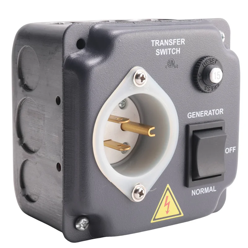 

Перекачивающий переключатель генератора, защищенный от атмосферных воздействий, предварительно подключенный с автоматическим выключателем для автофургонов, вилка 15А, 125 В, США, простая установка