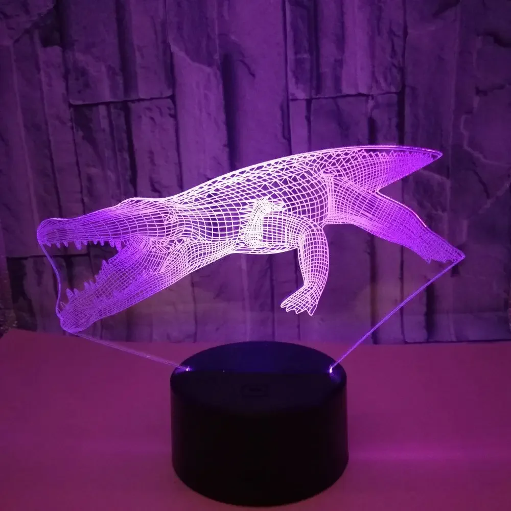 

Crocodile 3D Night Light Colorful LED Visual Table Lamp Bedroom Bedside Decoration Lights Creative Gift for Kids Boys Girls