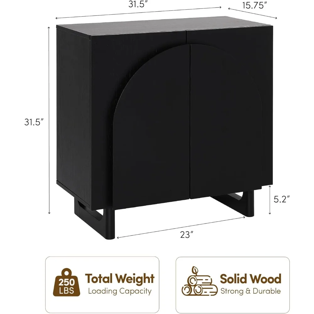 Arched Door Storage Cabinet - Versatile Buffet and Media Console with Soft-Close Hinges and Adjustable Shelves
