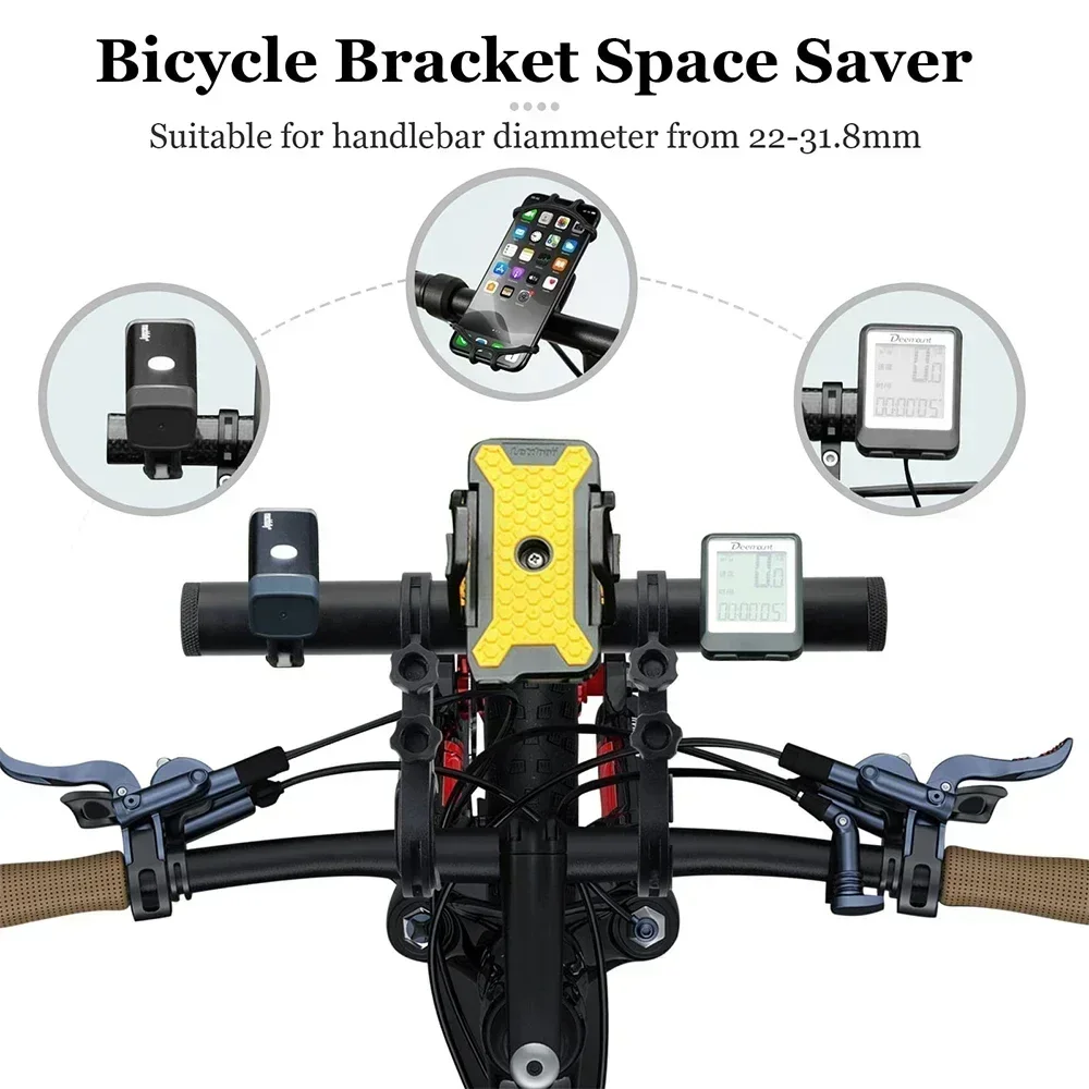 Chargable MTB Handlebar Extender Bicycle Extension Bracket Bar Bike Headlight Mount Phone Holder Support Rack Handlebar Adapter