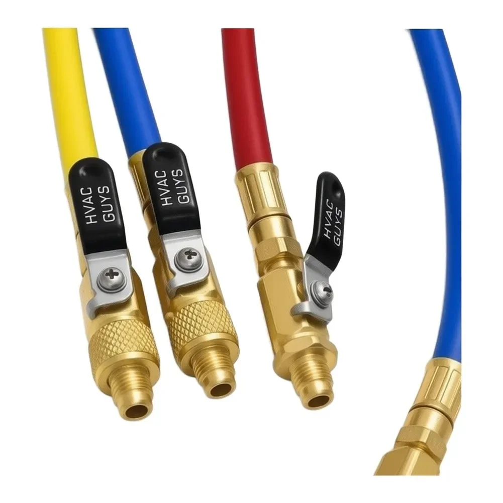 3pcs HVAC Hoses With Ball Valves Hose Kit For R410A Compatibility For R134A, For R22, For R290, And For R600a. Accessories