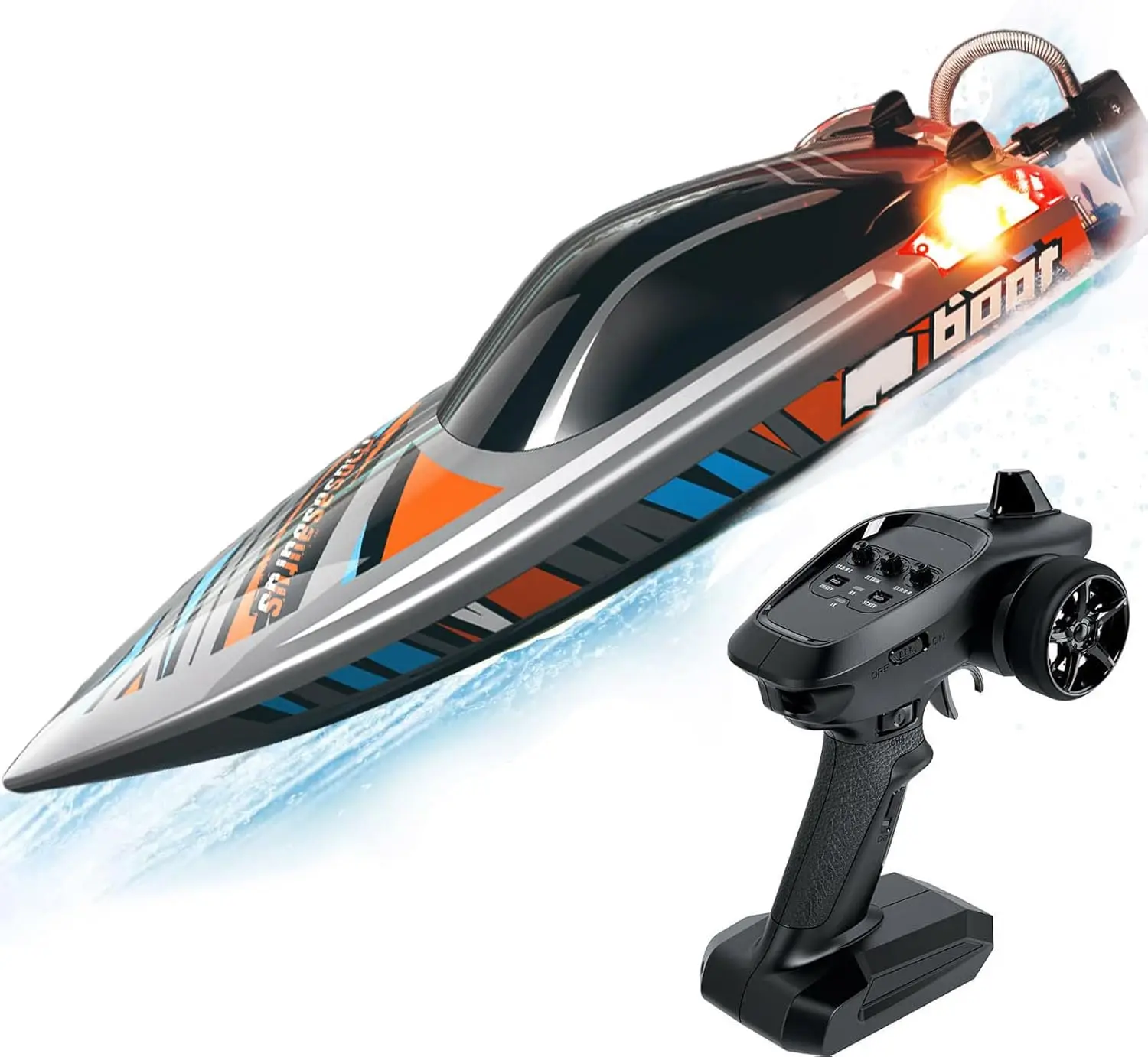 

22.8" Inches UDI018 Large RC Speed Boat 2.4G 4WD 40-45km/h Remote Control Brushless Watercraft for 14y+ Hobby Adults (Grey 1-Bat