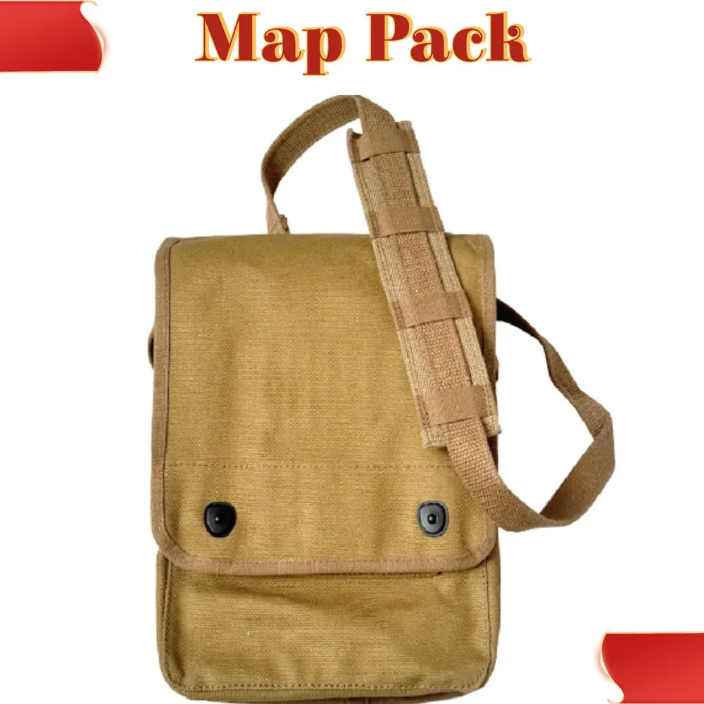 

WW2 US Military Map Bag Khaki Outdoor Hiking Backpack Durable Vintage Style Map Bag