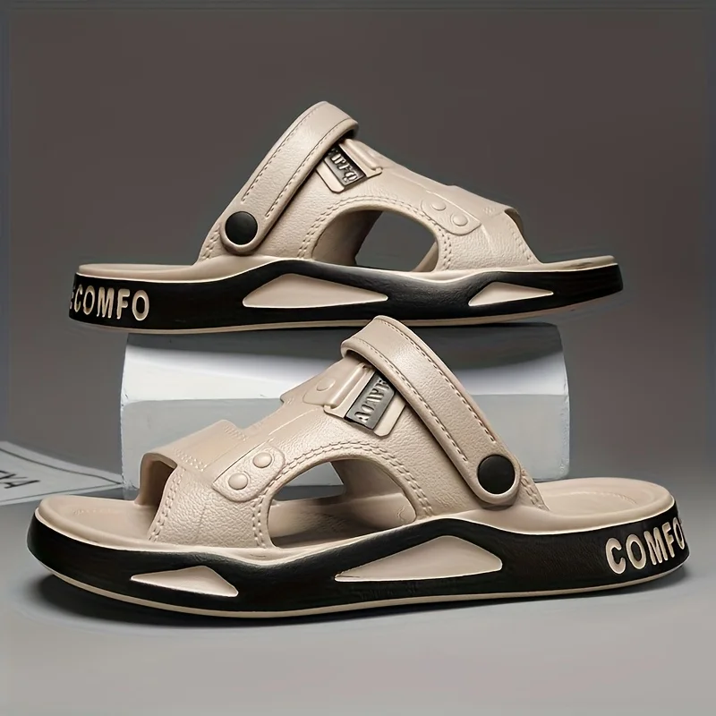 Men's Summer Slides - Breathable, Non-Slip Beach & Indoor Sandals with Geometric Design, EVA Material