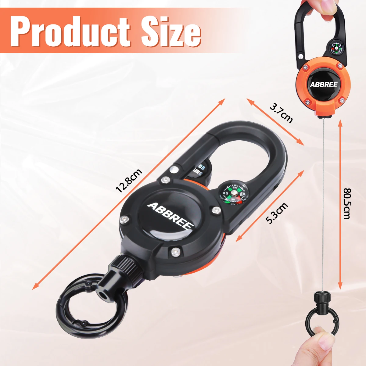 ABBREE Auto CB Radio Versenkbare Heavy Duty Pull Reel Karabiner Starke Stahl Draht Seil Schnalle Mikrofon Aufhänger für Baofeng Radio – Detail 2