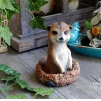 Cute elvish resin simulation small meerkat courtyard garden balcony decorations landscape pieces culpture statue