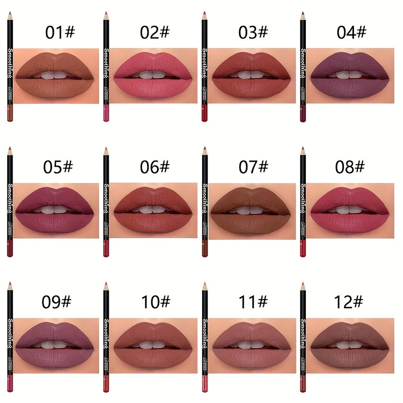 Matita per labbra in velluto opaco 12 colori penna per rossetto matita per labbra con gancio per labbra opaco impermeabile