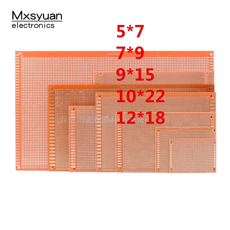 5PCS/LOT 5*7CM 7*9cm 9*15cm 10*22cn 12*18cm  Single sided universal plate Bakelite experimental board 2.54mm hole PCB