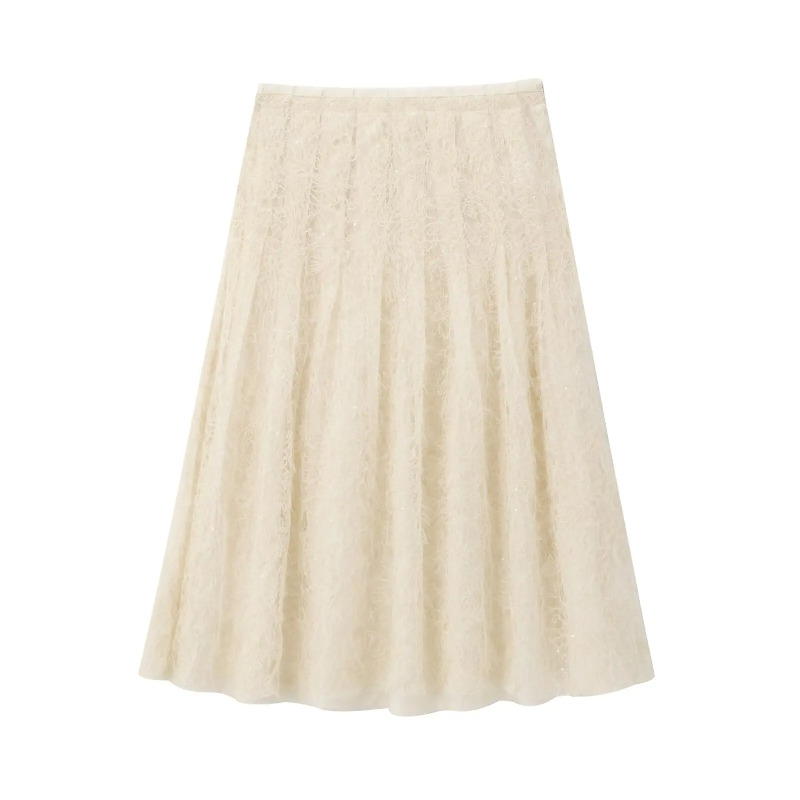 

Модная юбка с вышивкой бисером и высокой талией, трапециевидной формы, французские юбки из полиэстера, женские юбки JNLEAOG, осеннее новое поступление