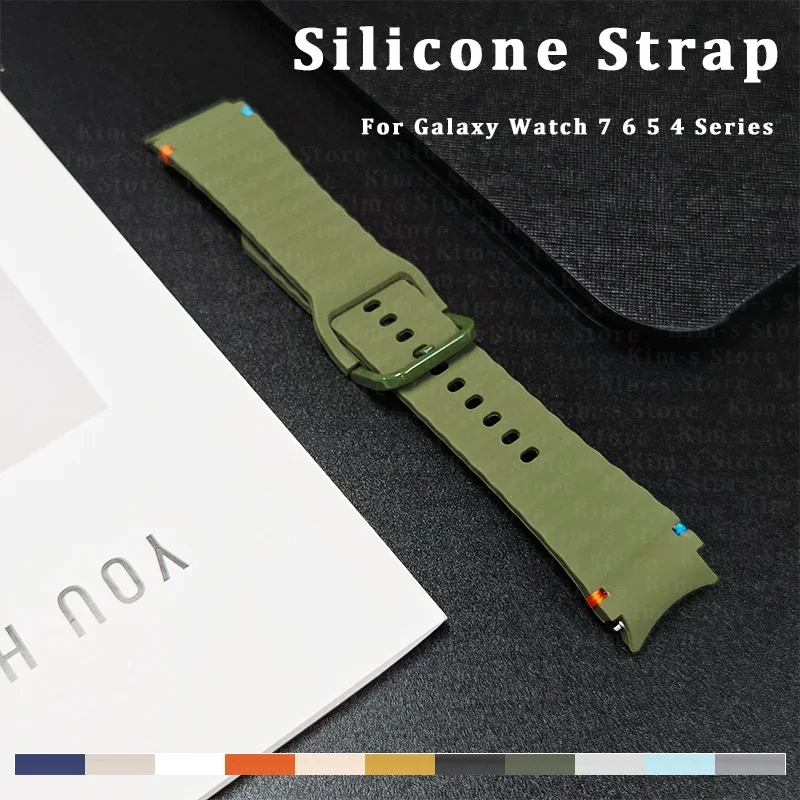 

Original Silicone Strap For Samsung Watch 7 6 5 4 FE 44mm 40mm pro 45mm Sport band Bracelet For Galaxy Watch6 Classic 43 47mm