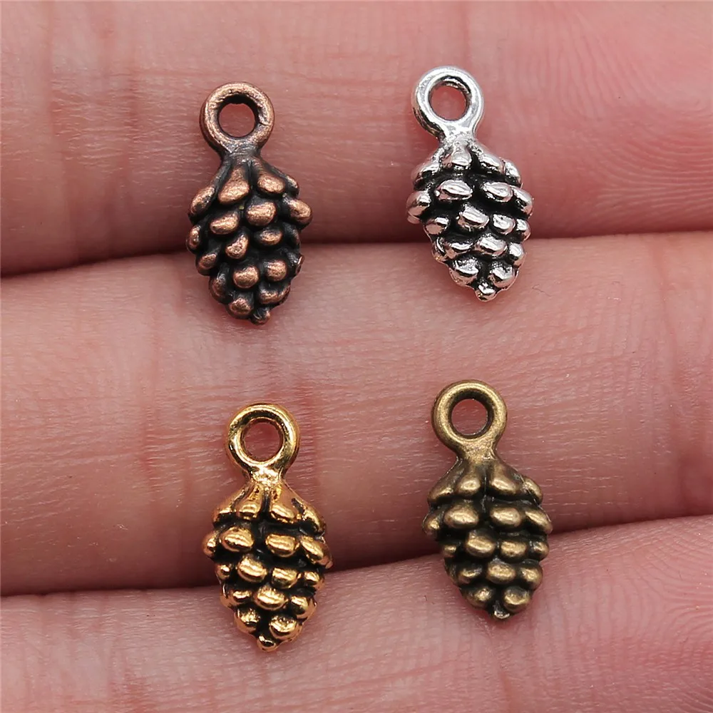 20Pcs/Lot Charms Pinecone 12*7mm Tibetan Bronze Silver Color Pendants Antique Jewelry Making DIY Handmade Craft