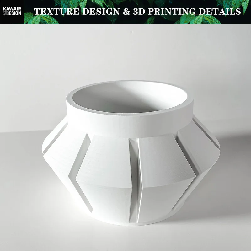 3D Printed Biodegradable Line Texture Plant Pot- Eco-Friendly Flower Planter decoración hogar