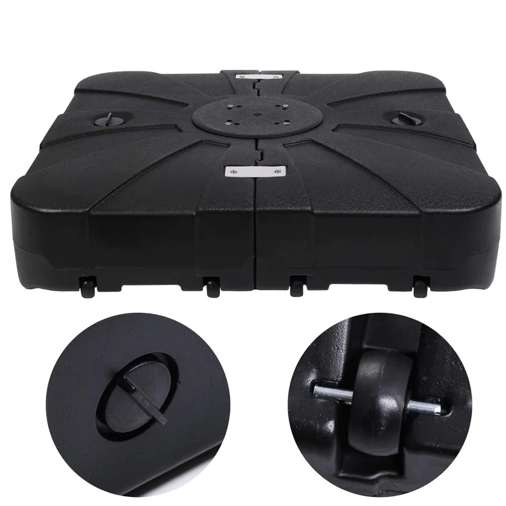 

33" X 33" Offset Patio Umbrella Base Sand/Water Filled Square Umbrella Stand with Wheels, Customized