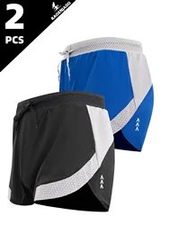 Men's Shorts Solid Drawstring Waist Pocket Regular Fit Casual Breathable Quick Drying Swimming Shorts Bottoms for Summer 2pcs