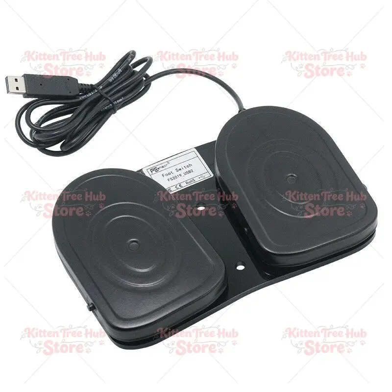 Dual USB Game Foot Pedal Switch, Metal Pedal Supports Keyboard & Mouse Simulation