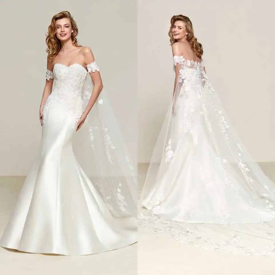 

Vintage Mermaid Wedding Dresses Appliques Lace Sweetheart Bridal Gown Floor Length Sweep Train Vestido De Noiva Customized