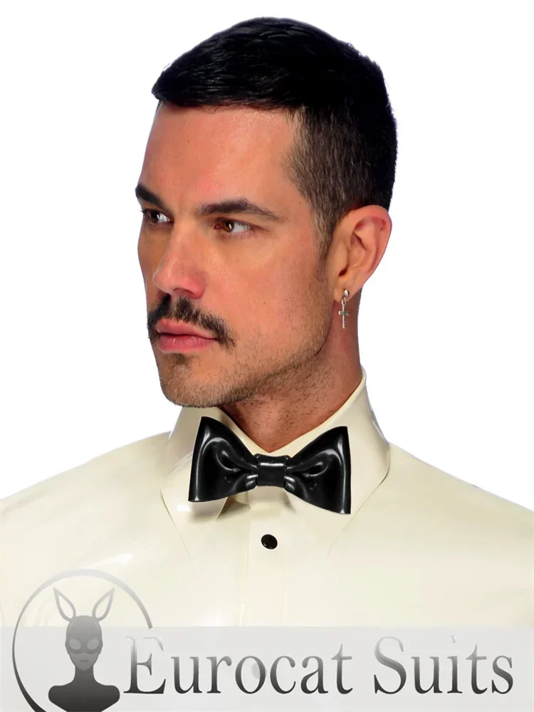 Latex fasion  classic latex bow tie perfectly worn around shirt collar Fastens at the back with press studs