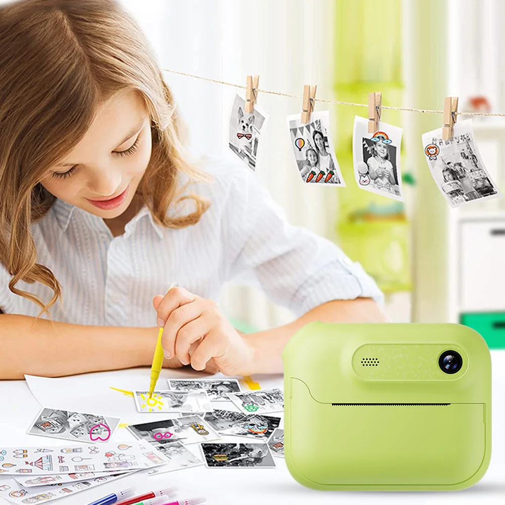 كاميرا طباعة فورية كاميرا رقمية عالية الدقة تدعم 17 لغة كاميرا طباعة الصور الفورية 1300 مللي أمبير في الساعة للفتيات والأولاد هدايا عيد الميلاد #3