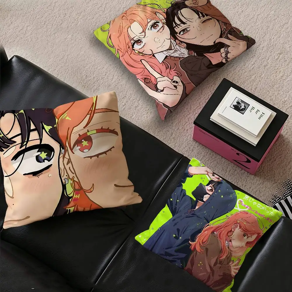 The Guy She Was Interested in Wasnt A Guy At All Pillow Anime Pillow Sofa Bed Head Pillow Cover Cushion Cover 45x45 cm Fashion