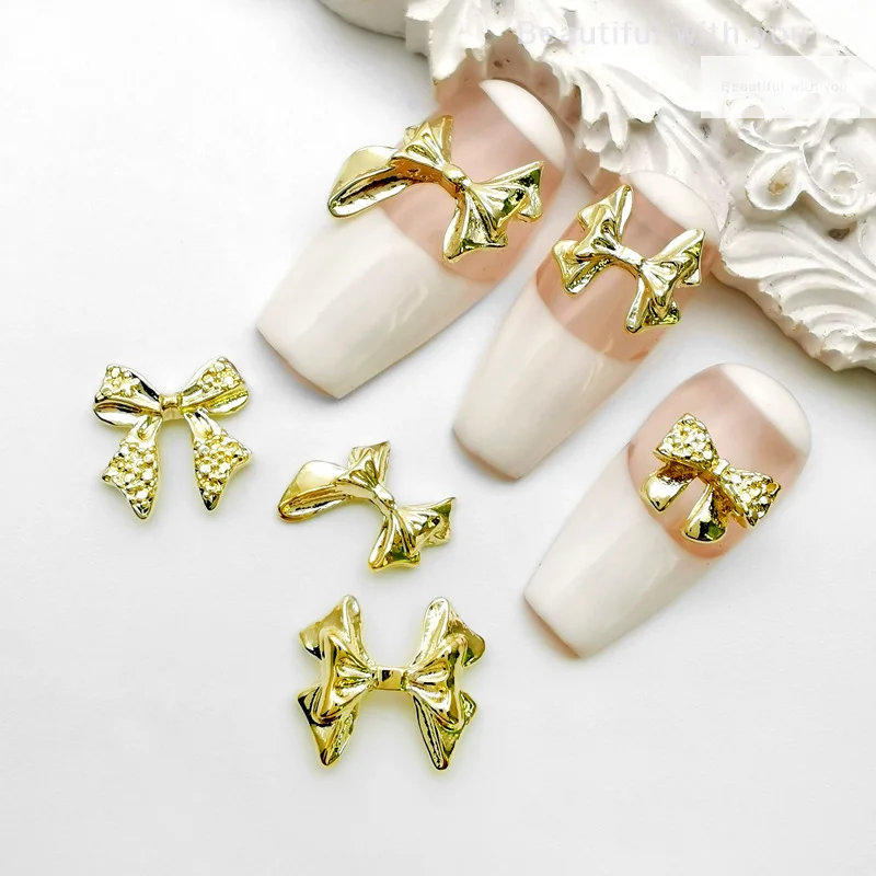 5pcs Luxury Kawaii Bow Nail Art Charms 3D Japanese Alloy Bow Tie Jewelry Nail Rhinestone Decoration DIY Accessories