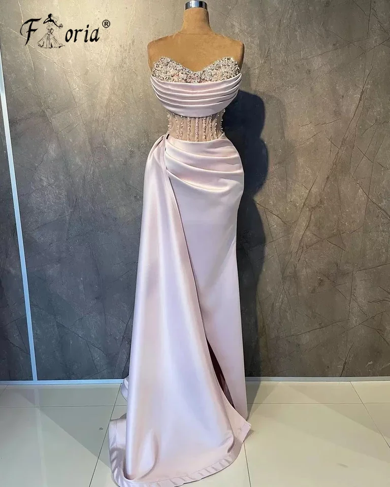 Luxe Sweetheart Trompet Prom Dresses 2023 Sparkly Kristallen Corset Elegante Lila Satijn Dubai Vrouwen Formele Partij Avondjurk