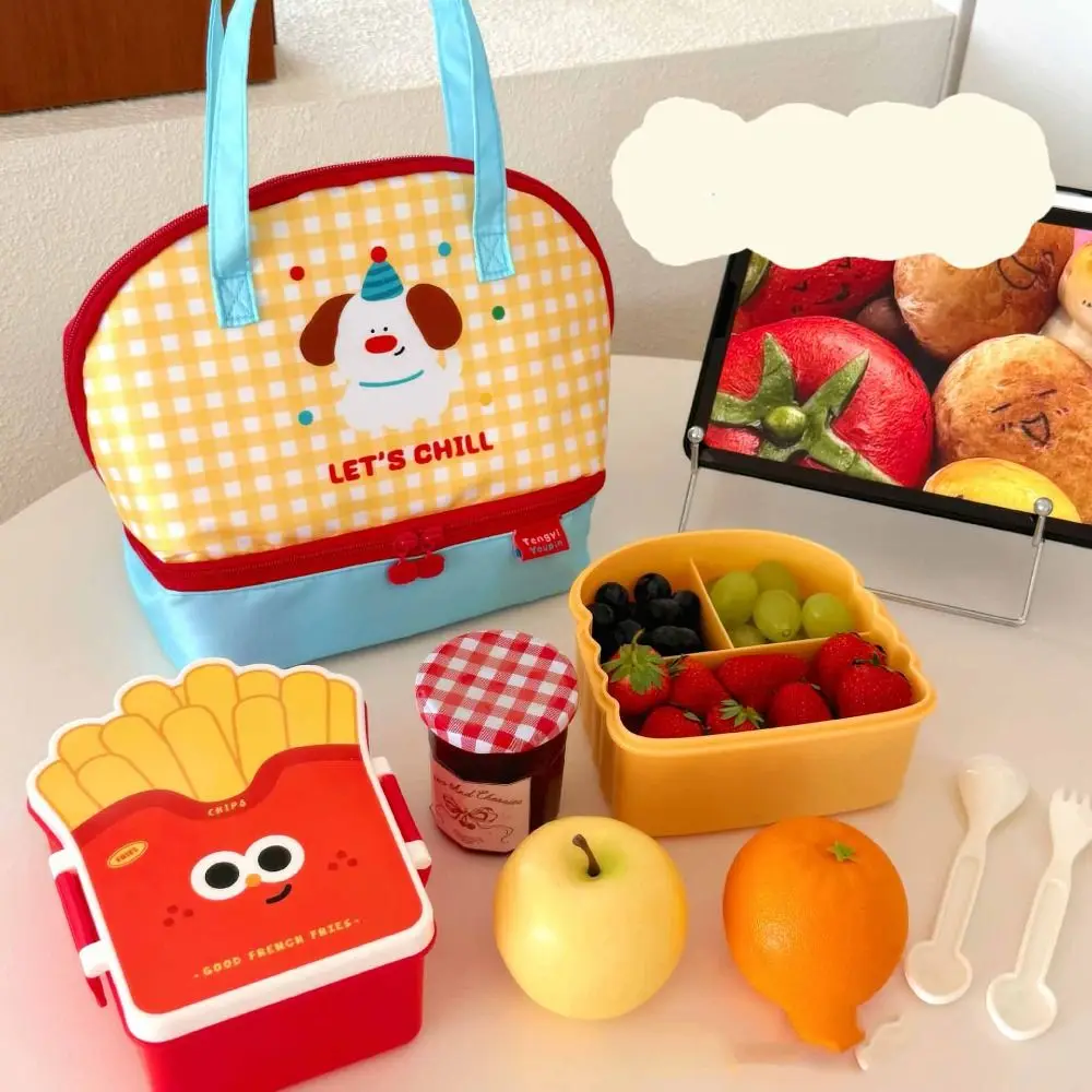 Cartoon Cartoon Cat Lunch Bag Large Capacity Insulated Tote Bag Korean Style Handbag Handheld Bag Lightweight Small Tote Bag