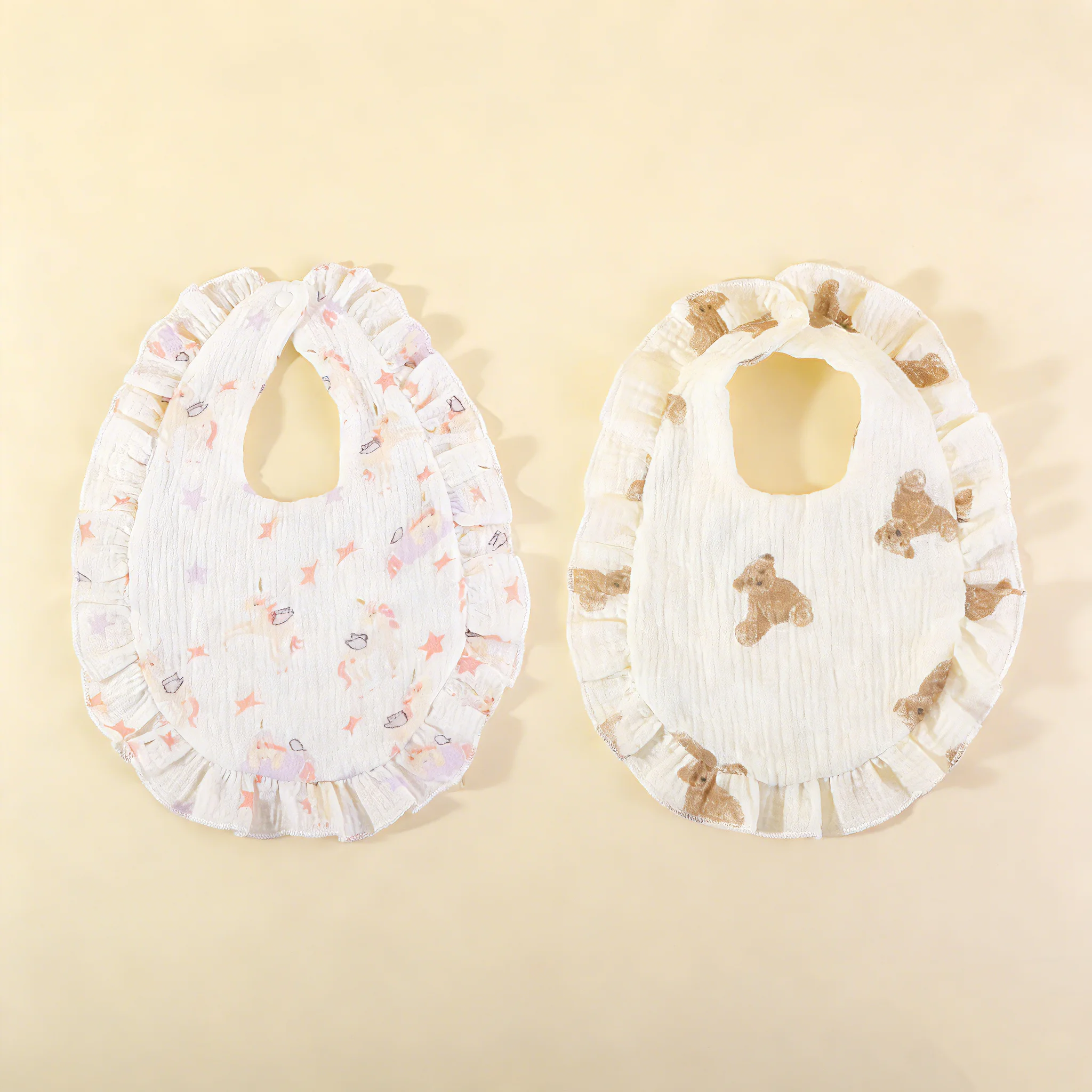 2 Pack Durable Baby Feeding Bibs Reusable Anti-slip Saliva Bibs for Toddlers