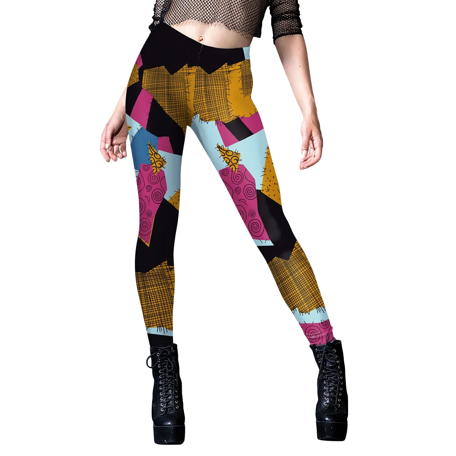 Sally Cosplay Leggings for Women Halloween Party Dress Up 3D Printed Pants Elastic Sexy Tights Ankle Length Trousers