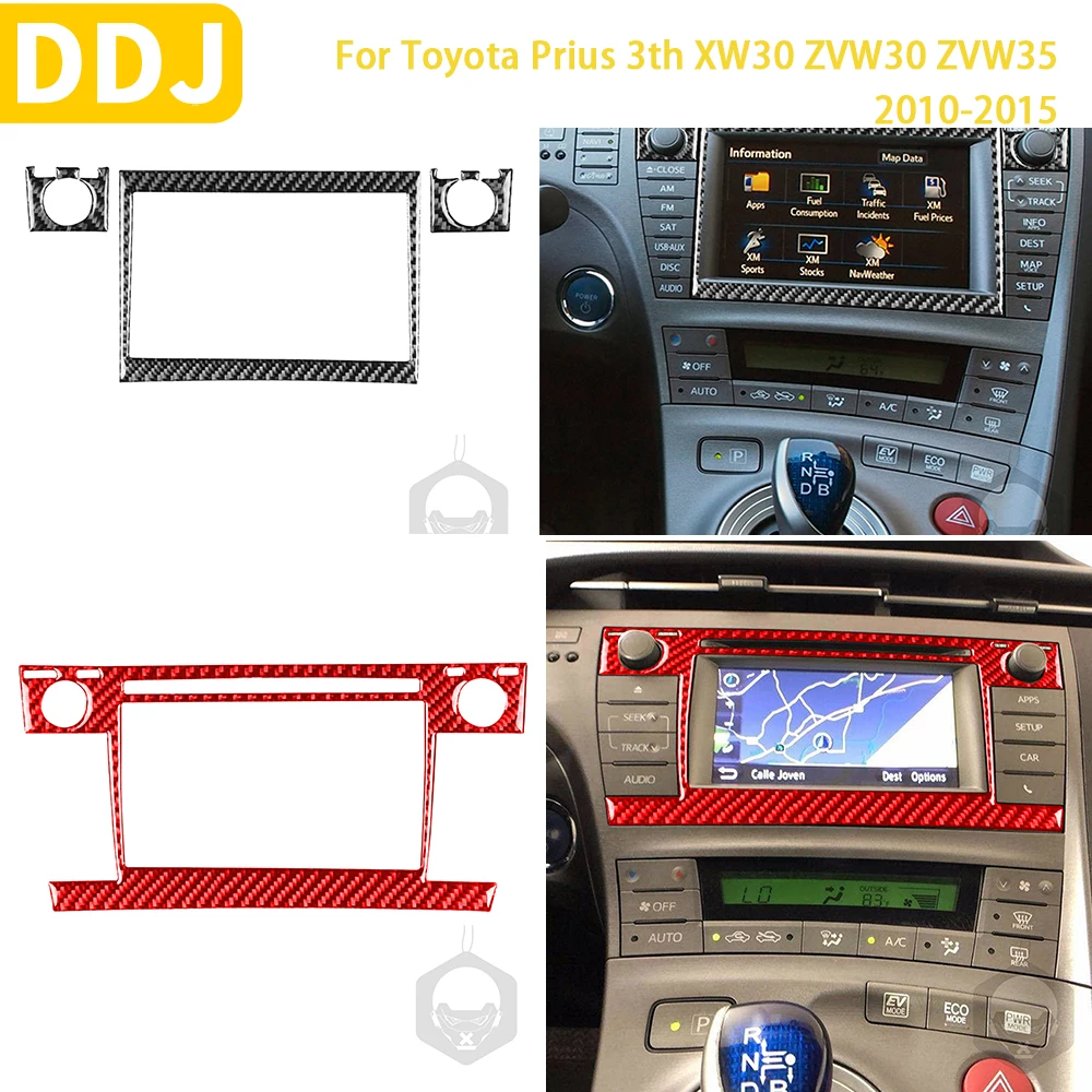 

For Toyota Prius XW30 ZVW30 ZVW35 2010-2015 Accessories Carbon Fiber Car Interior CD Radio Navigation Display Panel Sticker