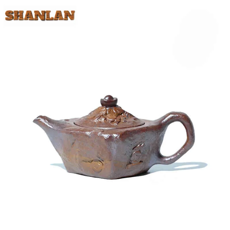 

190 мл Yixing Purple Clay Teapots Master Handmade The Midas Touch Pot Raw Ore The Keel Gold Sand Чайник с фильтром Zisha Чайный сервиз