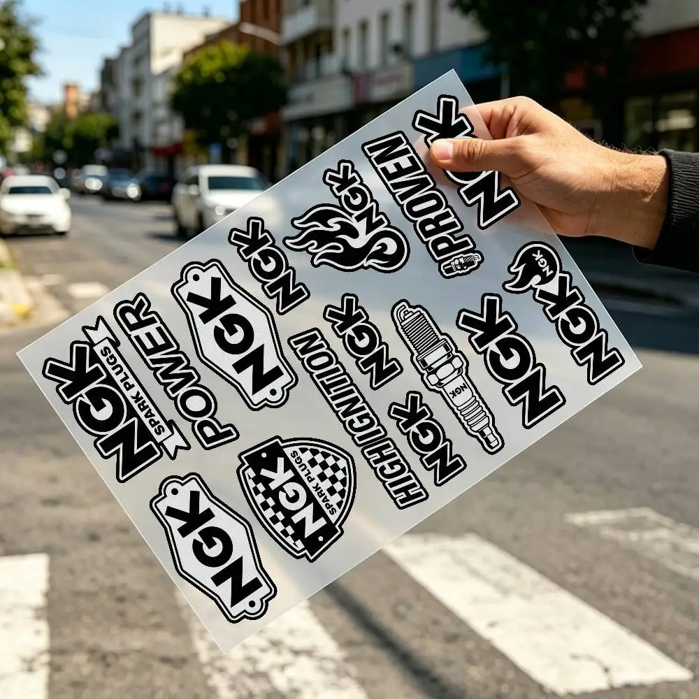 For NGK Reflective Motorcycle Sticker High Visibility Safety Decal for Helmet Car Waterproof Self-Adhesive Night Riding Guard