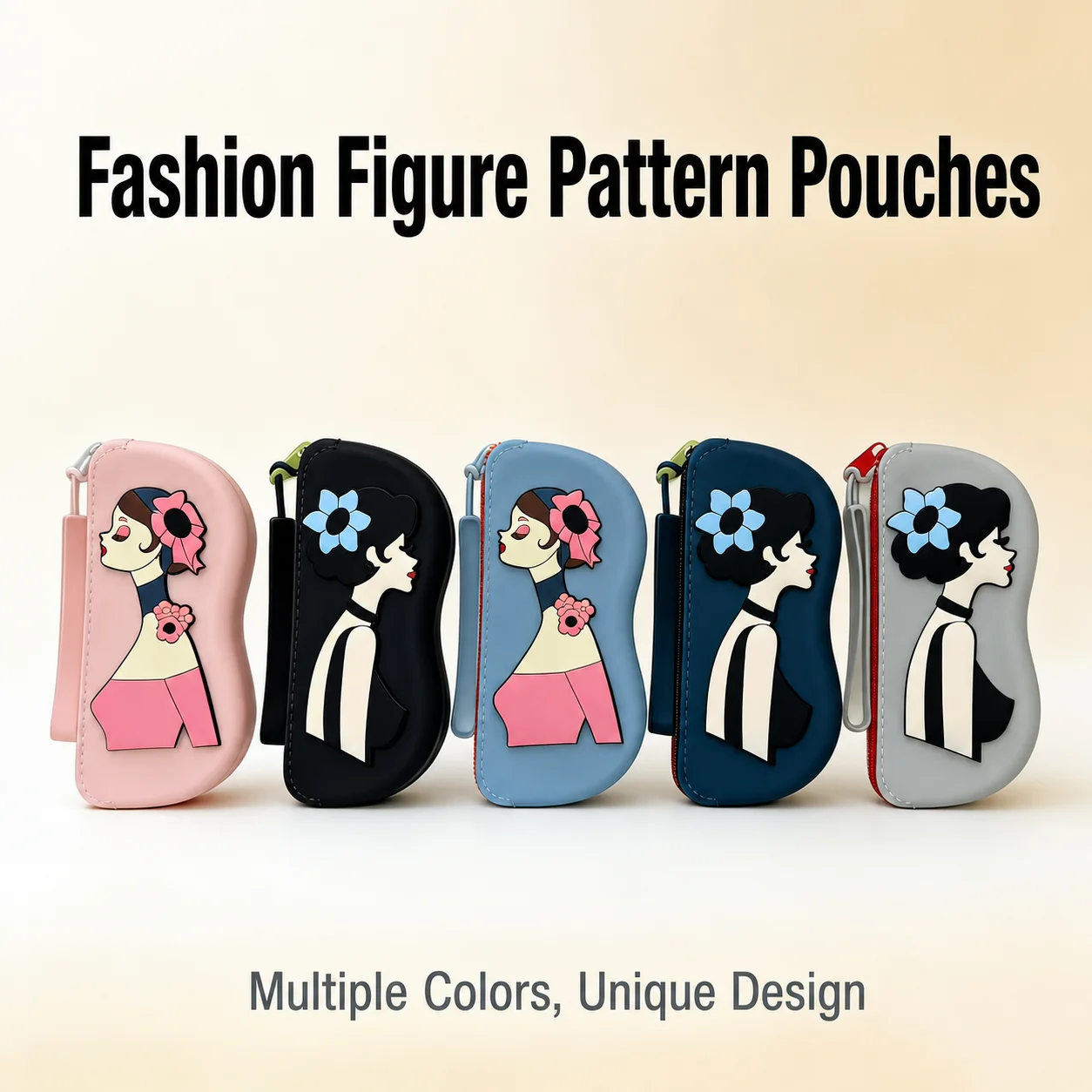 Protective Eyeglasses Bag Color-Block Stylish Sunglasses Storage Bag Lady Pattern Eyewear Case Silicone For Handbag Traveling