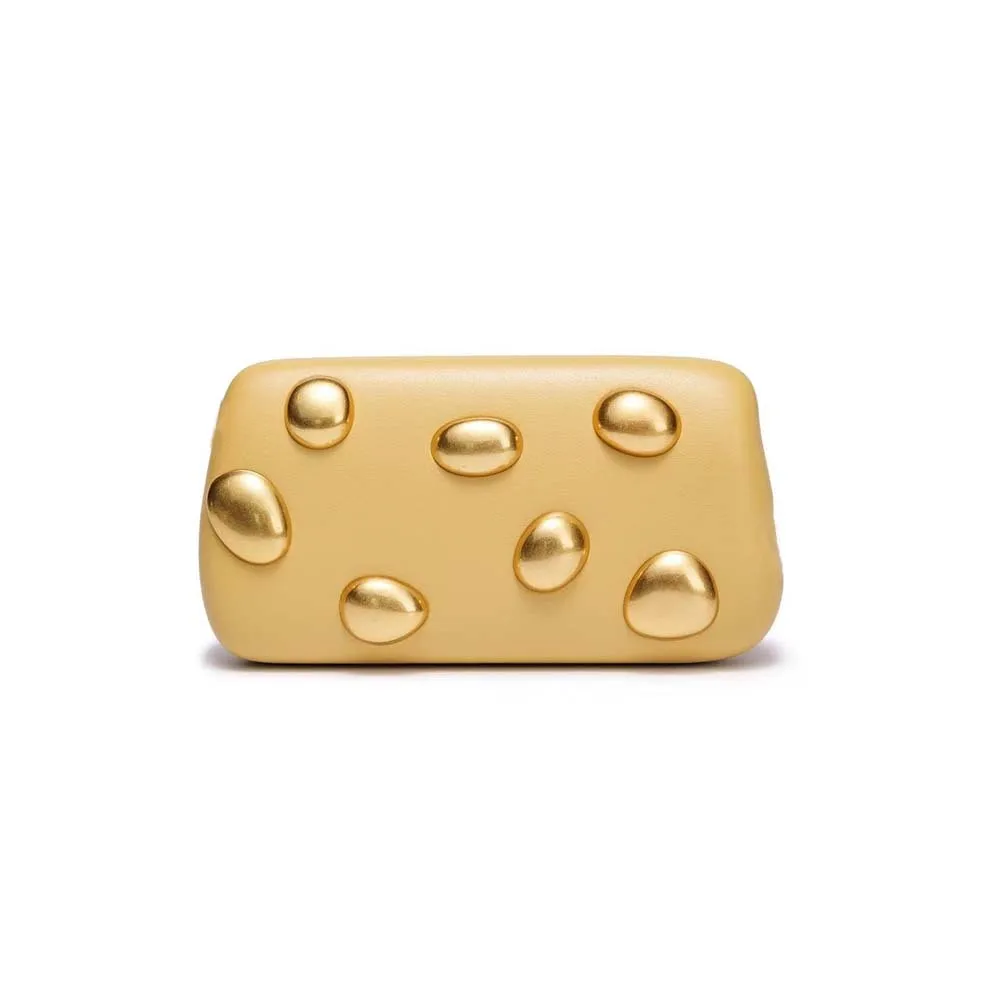 حقيبة مسائية جديدة من جلد البولي يوريثان بمقبض كروس على شكل كتف مرصع باللون الذهبي للنساء محافظ عصرية أصلية فاخرة بفيونكة Bea