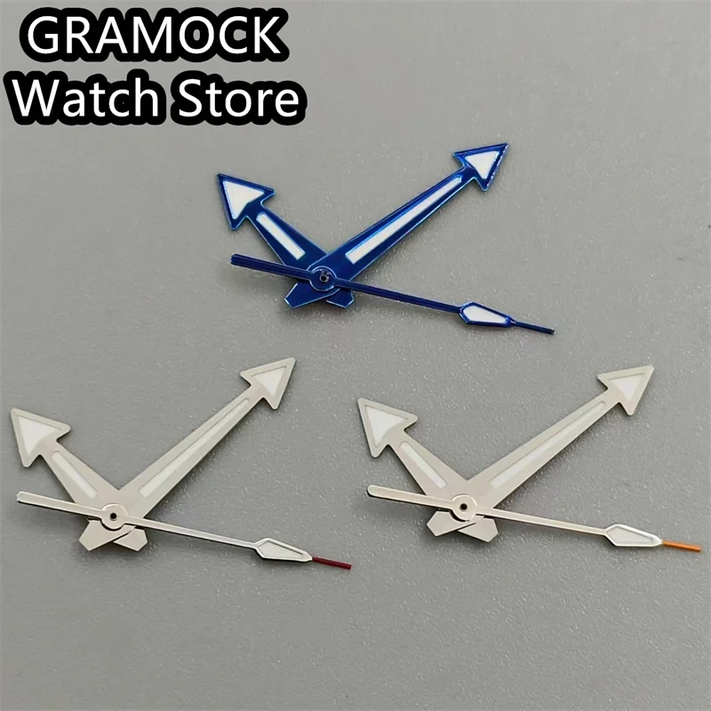 GRAMOCK watch hands silver blue hands green luminous hands fit NH35 NH36 movement