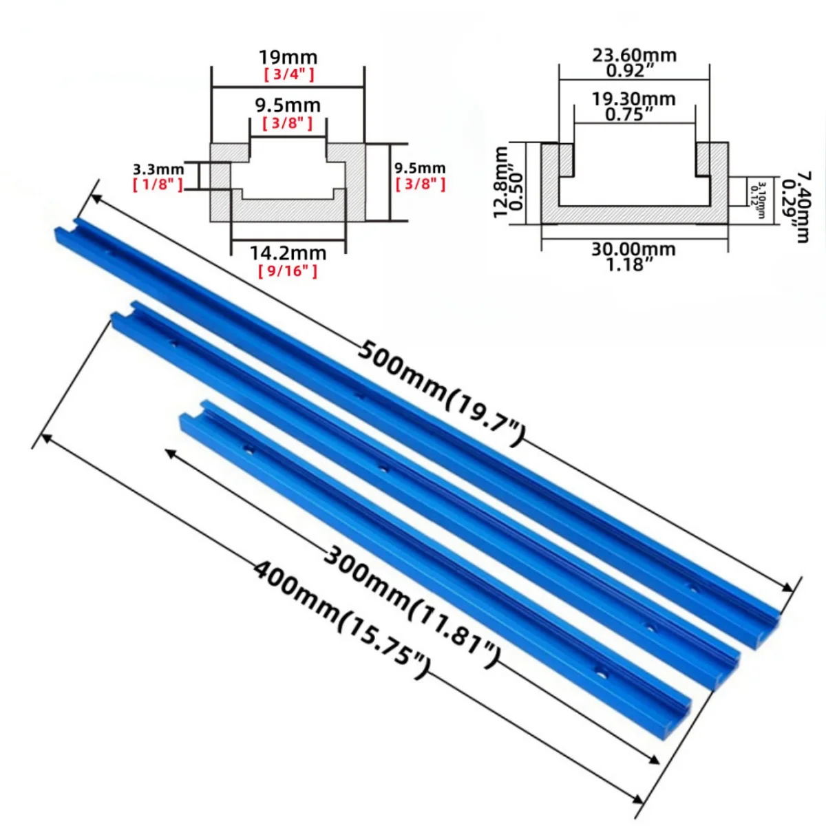 2Pcs Tracks 19/30 Type T Slot Miter Jig Tool, Aluminum Alloy Miter Track Jig Fixture Track Jig Tool for Woodworking Router Table