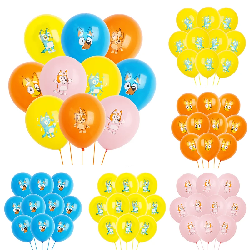 10/30/50PCS Cartoon Bluey Stampa Palloncini in lattice Set 12 pollici Rosa Blu Giallo Palloncino Bambini Festa di compleanno Bomboniere Baby Shower