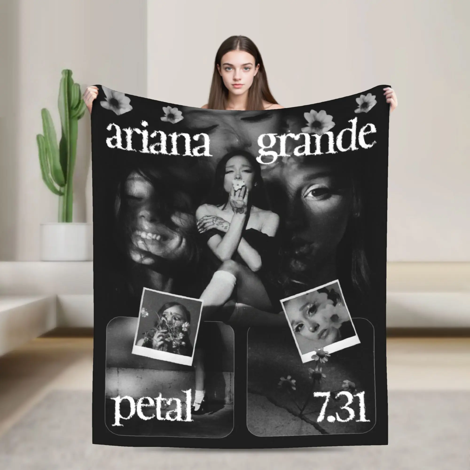 Arianas Grandes petal  Blanket  Travel Flannel Bedding Throws For Couch Bed Soft Warm Custom Quality Bedspread Gift Idea