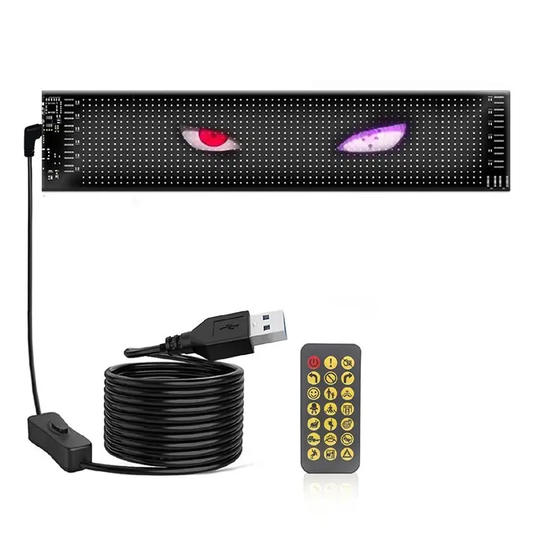 

Цифровая LED-панель AS57 с гибким экраном для лобового стекла автомобиля, RGB LED-дисплей «Дьявольские глаза» для внедорожников и грузовиков, управление через приложение
