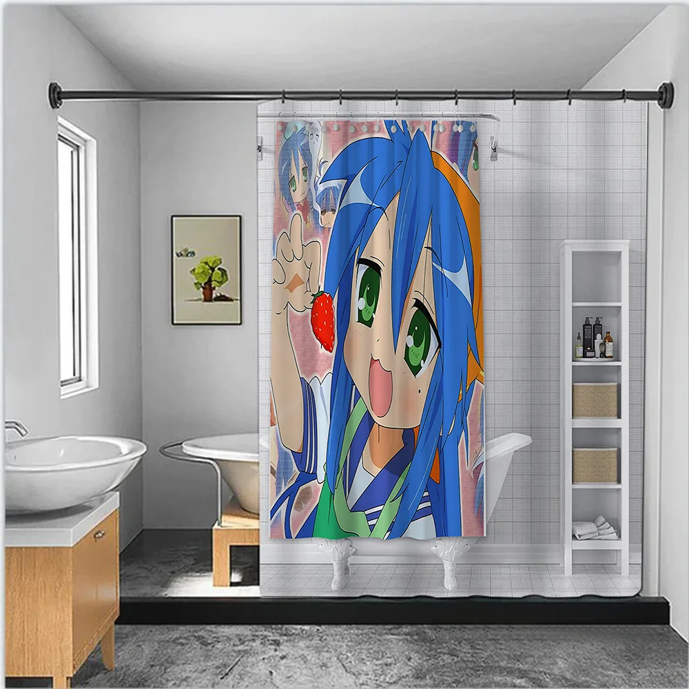 ラッキースター-カラーポリエステルファブリックシャワーカーテン、フック付き、防水、バス、バスルーム、家の装飾、塗料