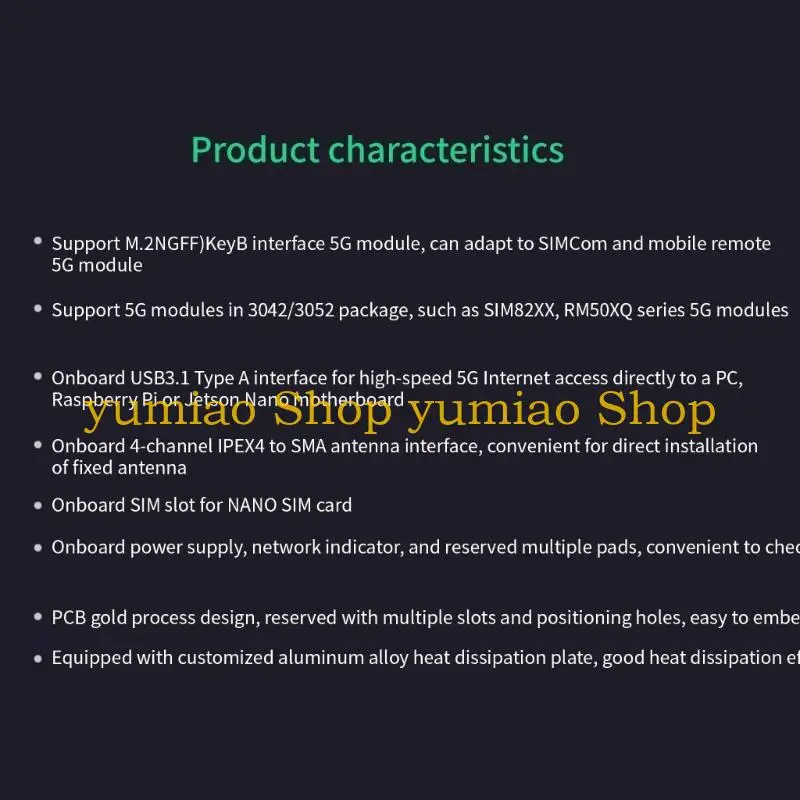 

587B USB3.1–M.2, ключ B, порт DONGLE, плата расширения с четырьмя антеннами для RaspberryPi